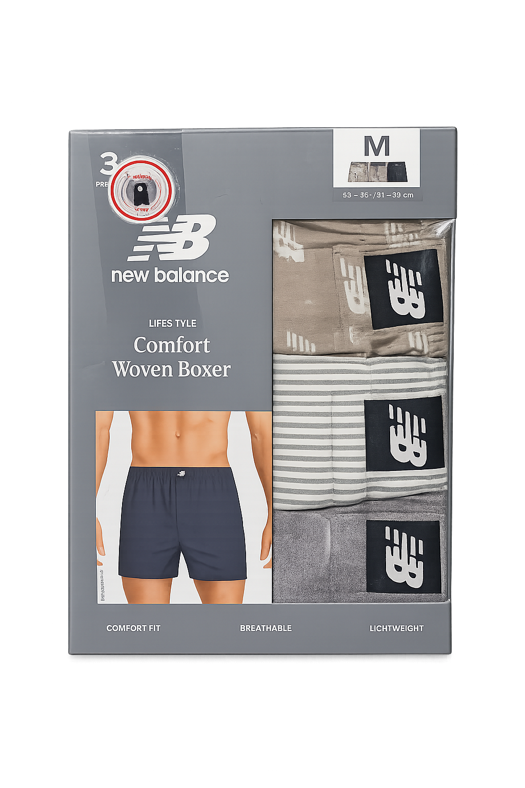 New Balance Comfort Woven Boxer 3 Pack Talla M