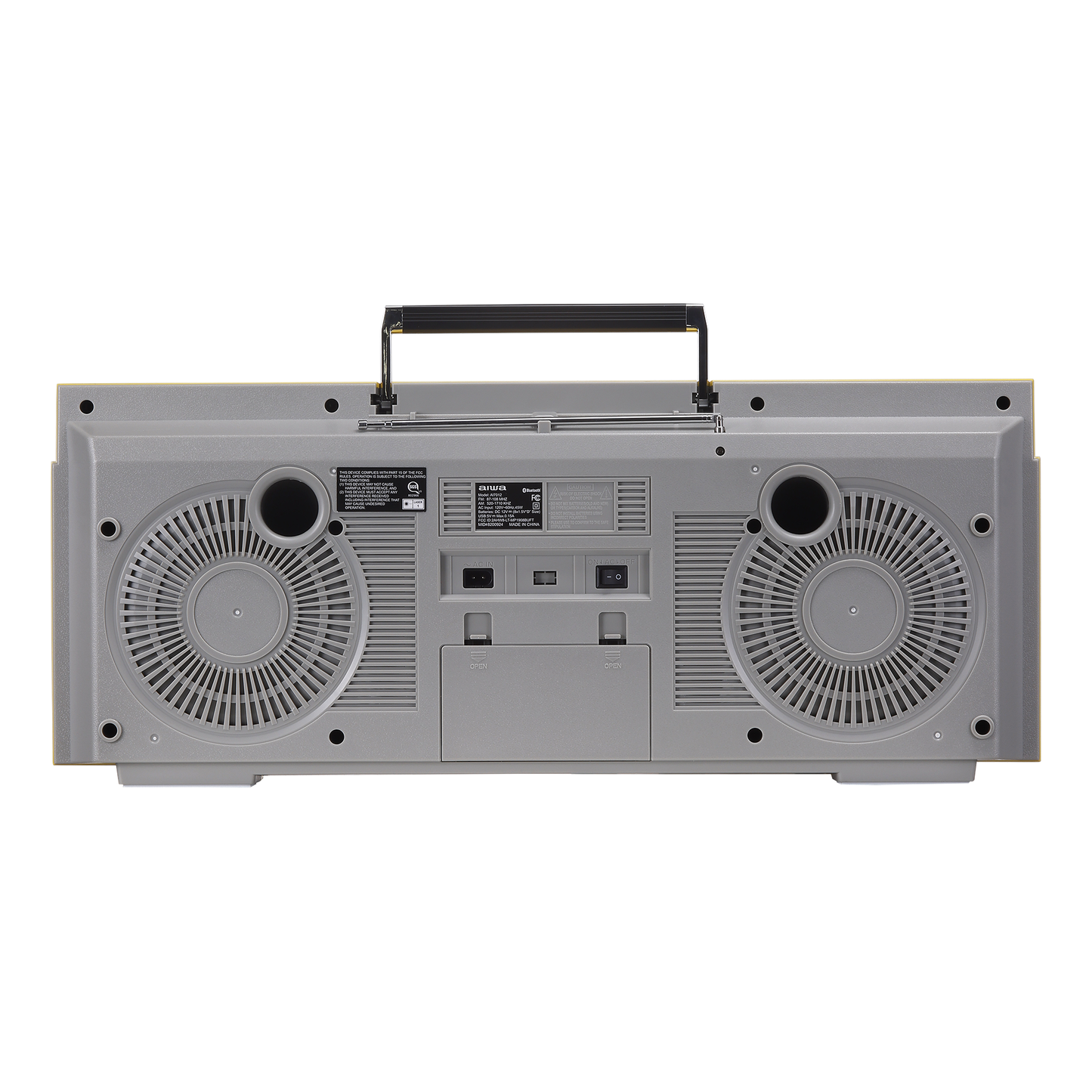 Aiwa Backtrack Retro Boombox with Bluetooth, Yellow - controles