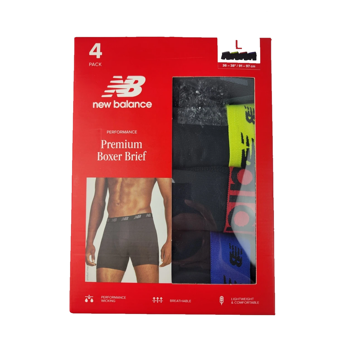 New Balance Premium Boxer Brief 4 Pack Talla L